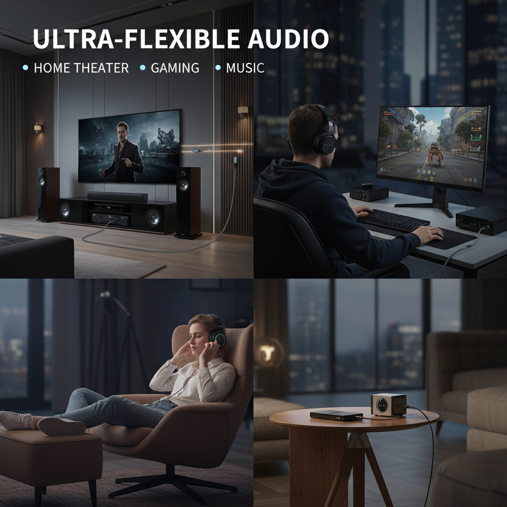 Optic Audio Cable USB-C to Toslink PVC Jacket Braid 8K Resolution 4.0mm Male-to-Male Customizable 1M/2M/3M for TV & Computer