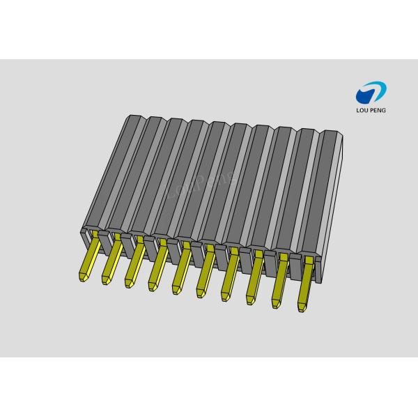 Female header, PCB Mount Receptacle, Vertical, Board-to-Board, 10Pin, 1.0mm Pitch, single row, Gold Flash, DIP, 180°