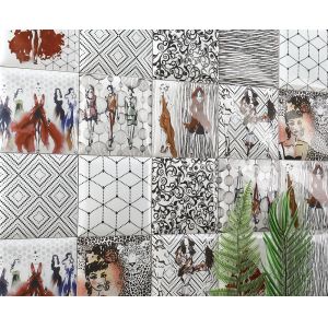 China 152x152mm White Clay Interior Wall Tiles with Geometric Patterns wholesale