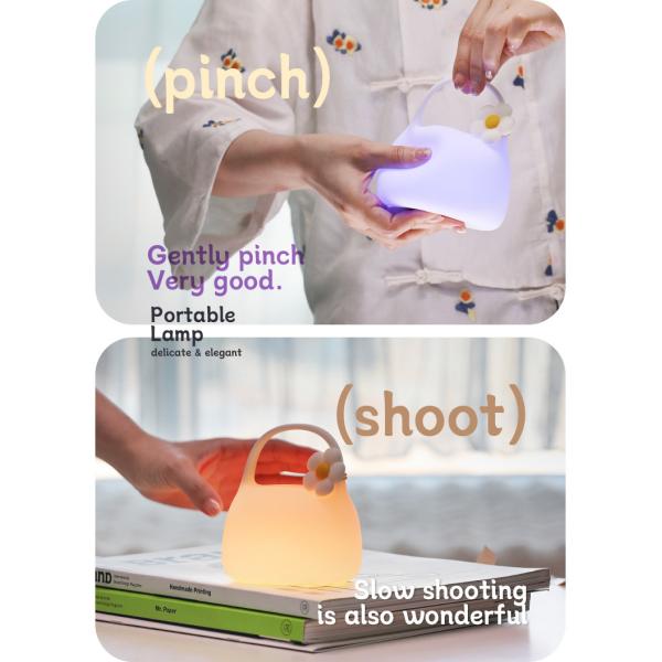 DIY Creative Gift Handbag Silicone Clapping Lamp With Time Bedside Decoration Atmosphere Sleeping Night Light