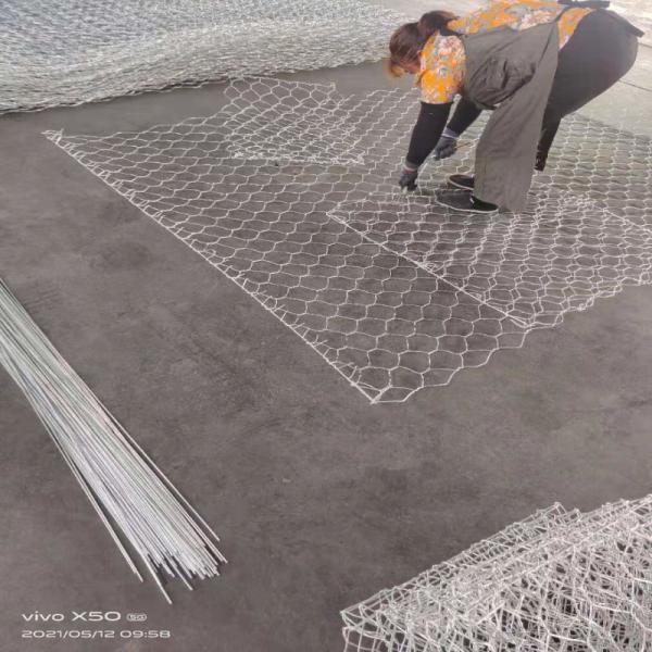 Galvanised Coated 2x1x1m 100 X 120mm Gabion Wire Mesh Dia 2.5mm Hexagonal Hole