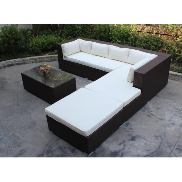 4 piece -L shaped hotel lobby sofa commercial hotel furniture rattan sofa bed set-16202