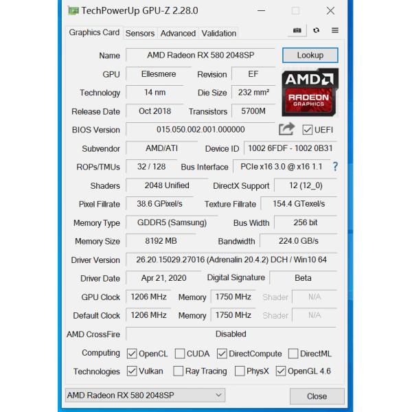 PCWINMAX Radeon RX 580 Graphic Cards 2048SP 8GB GDDR5 256 Bit Radeon Video Card for Desktop Computer Gaming Gpu
