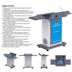 Portable Auto Lift Smart Digital Interactive Podium Digital Lectern Smart Podium