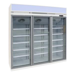 China 3 Door Restaurant Upright Glass Door Fridge Ventilated Cooling System For Drinks And Beverages wholesale