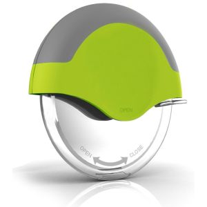 China Customized Logo Print Stainless Steel plastic Promotional Pizza Cutter Wheel with Protective Blade Guard on sale