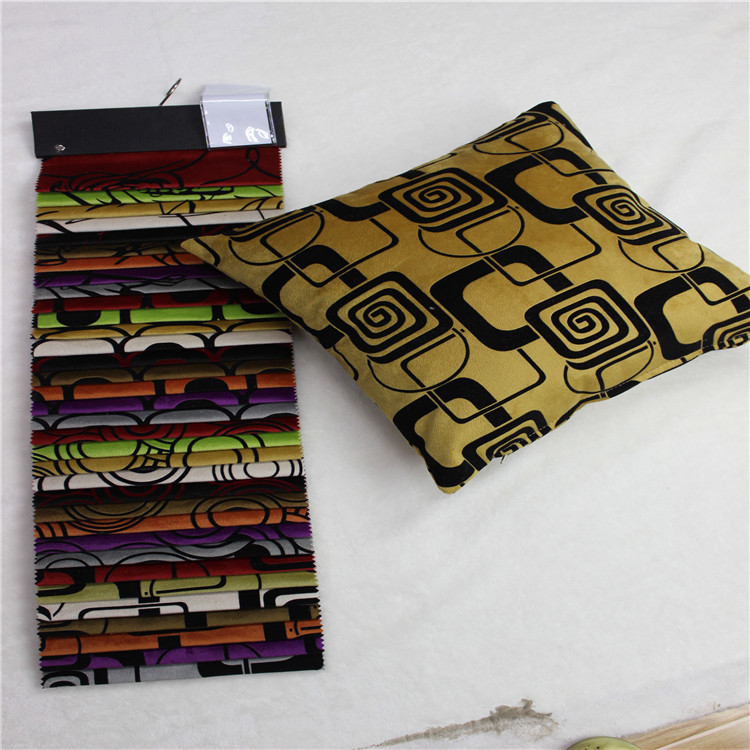China Home decorate geometric upholstery 100 polyester flocked velboa plush fabric with high quality wholesale