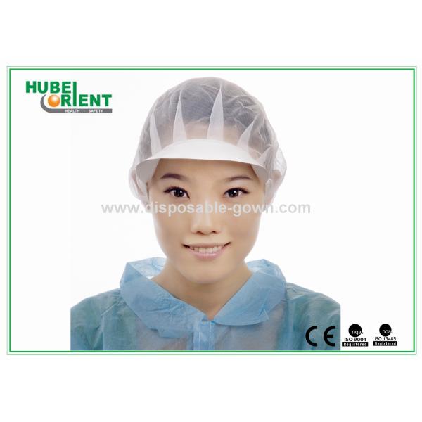 China Non-Woven Disposable soft Bouffant Caps With Peak Round Hairnet Cap for food industry wholesale