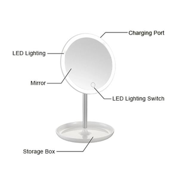Portable Lighted Magnifying Makeup Mirror With Cosmetic Tray Battery Powered Desk Lamp