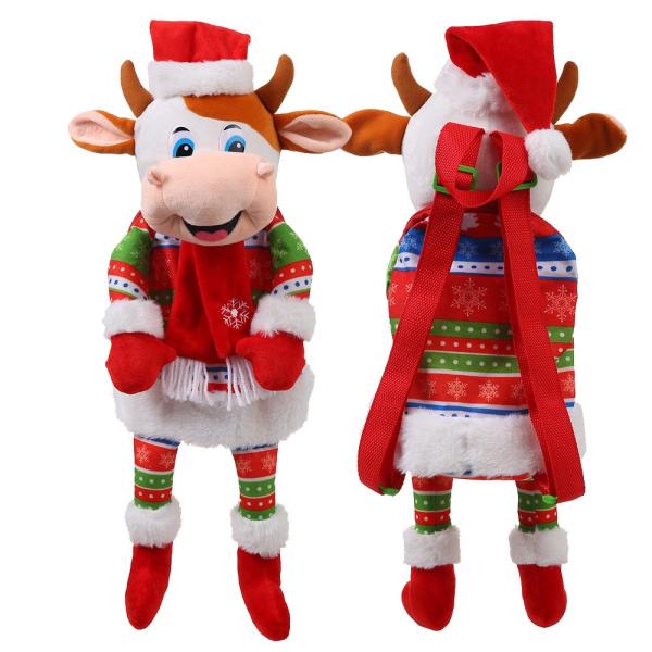 3D Modeling 30cm Christmas Cow Plush Backpack For Kids