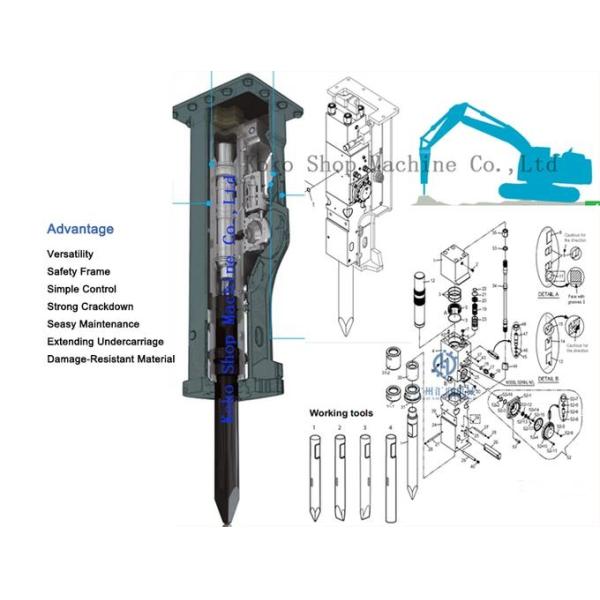EB100 Hydraulic Hammer for 11-16 Ton Excavator Attachment Breaker with 100 chisel