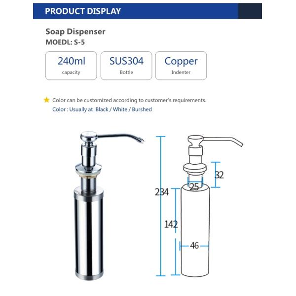 Indenter Sink Accessory 240ml Bronze Soap Dispenser Bottle Copper