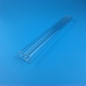 China Laser Application Transparent Quartz Tube Double Hole Extended 150mm wholesale