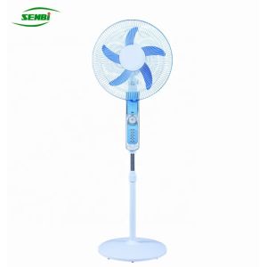 China Blue Color Solar Stand Fan 12v 16 Inch With Round Base Energy Saving wholesale