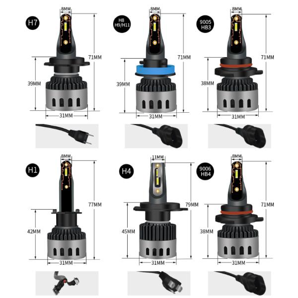 9004 Universal LED Headlight Bulbs 60W High Power H7 H1 H11 H4