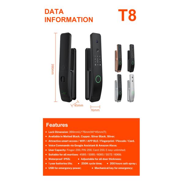 ODM Camera Door Lock Smart Video Door Phone Tuya APP BLE