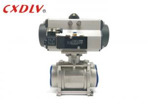 China 3 Pieces Screw Thread Pneumatic Actuated Ball Valve Double Acting With Solenoid Valve wholesale