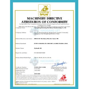 Guangdong Haoxiang Machinery Manufacturing Co., Ltd. Certifications