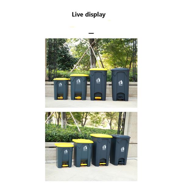 Factory Hot Sale Plastic Waste Pedal Bin 30L 40L 50L 80L 100L Black Trash Can Outdoor Plastic Waste Bin
