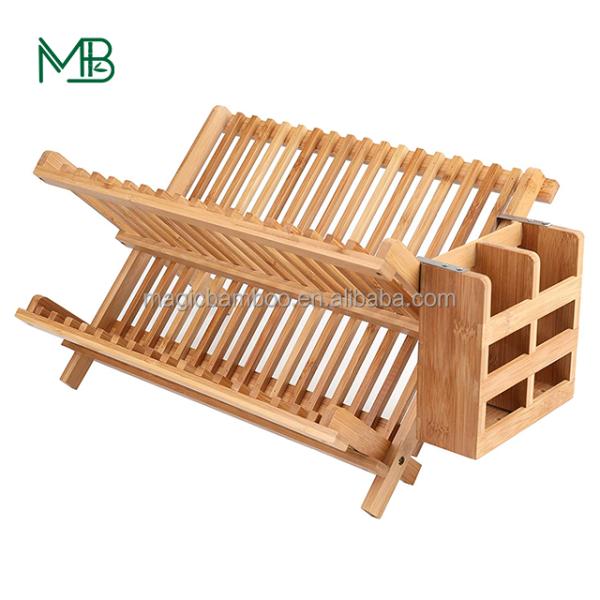 Easy to Clean Natural Bamboo Dish Rack with 1L Capacity and Custom Design Accepted