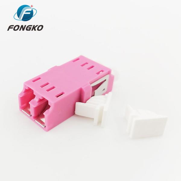 Plastic Flangeless Optic Fiber Adapter LC / OM4 Duplex Metal Shutter