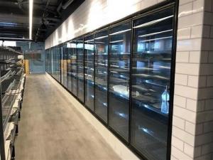 China Slimline Type Standing Freezer Glass Door Black Stainless wholesale