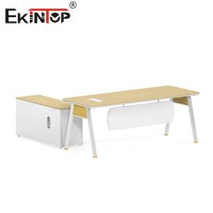 Walnut-Colored Employee Office Desk with Modern Design Customizable