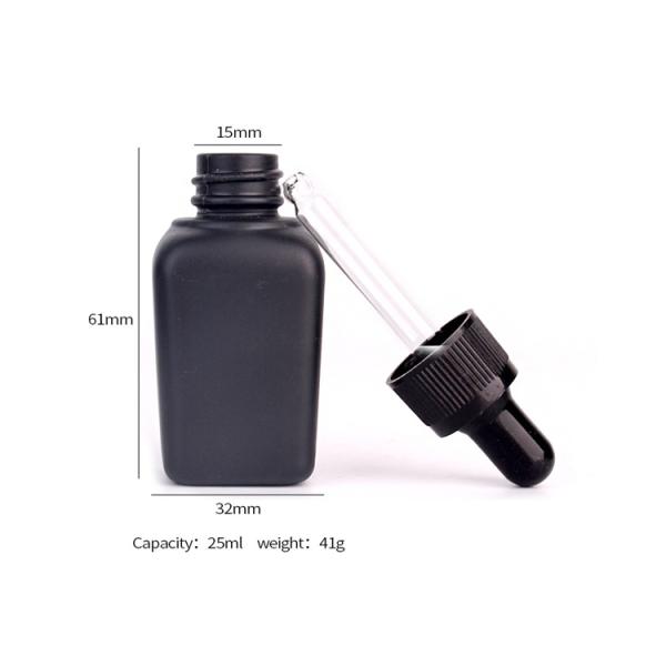 25ml Square Essential Oil Dropper Bottles Container Matte Black With Dropper