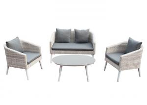 China 4 Pieces Beige Poly Rattan Sofa Aluminum Patio Furniture Set on sale