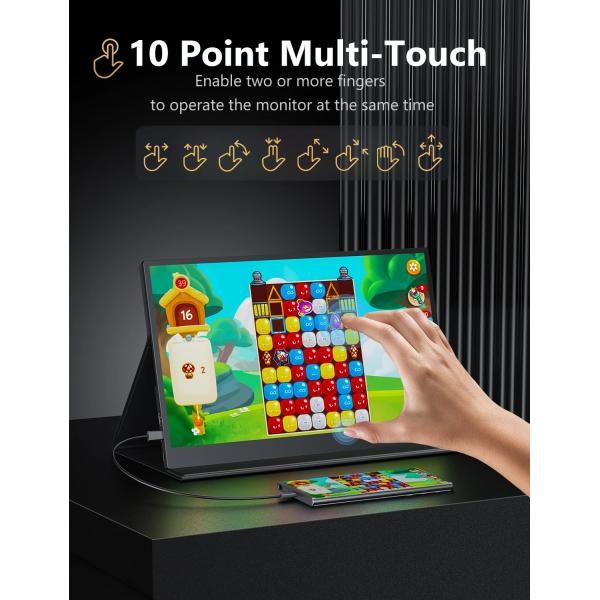 14.5 inch LCD Small Monitors UHD 4K Gaming Monitor IPS Panel Screen USB For Laptop