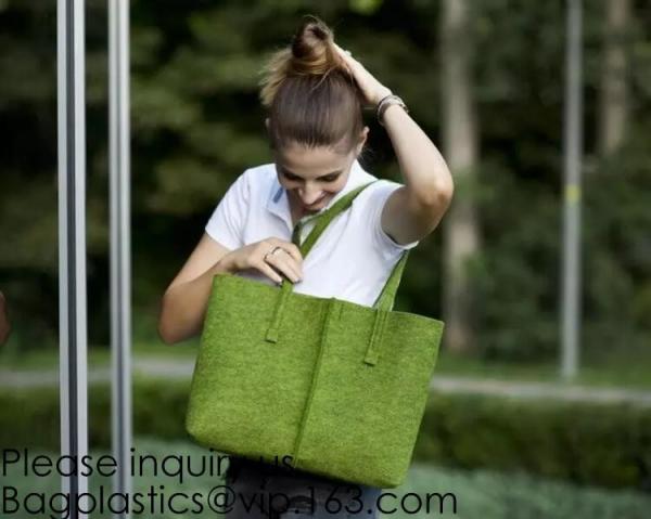 Women Fashion Customized Designer Women Shopping Felt Tote Bag, Colorful Felt Bag With Small Pouch/Red Wool Felt Bag