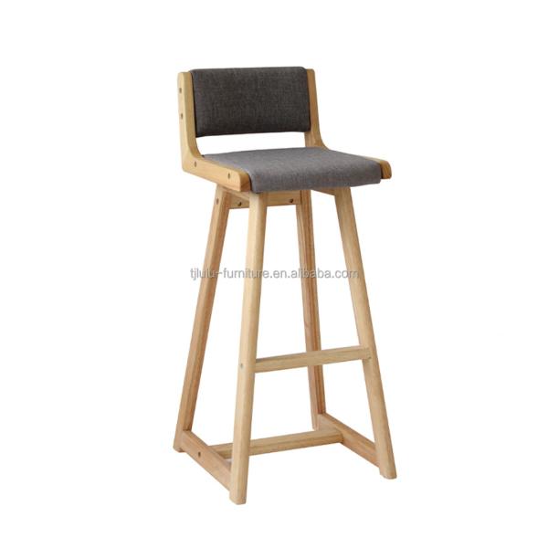 Natural Color Detachable Vintage Upholstered Solid Wood Bar Stool for Pub