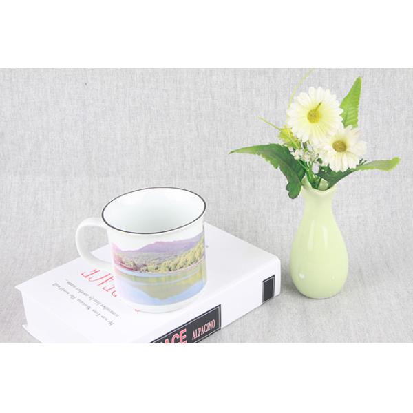 Custom Printing Bone China Mugs , Ceramic White Mugs For Sublimation