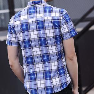 China Slim Fit Checkered Pattern Mens Casual Dress Shirts Short Sleeve Fast Drying wholesale