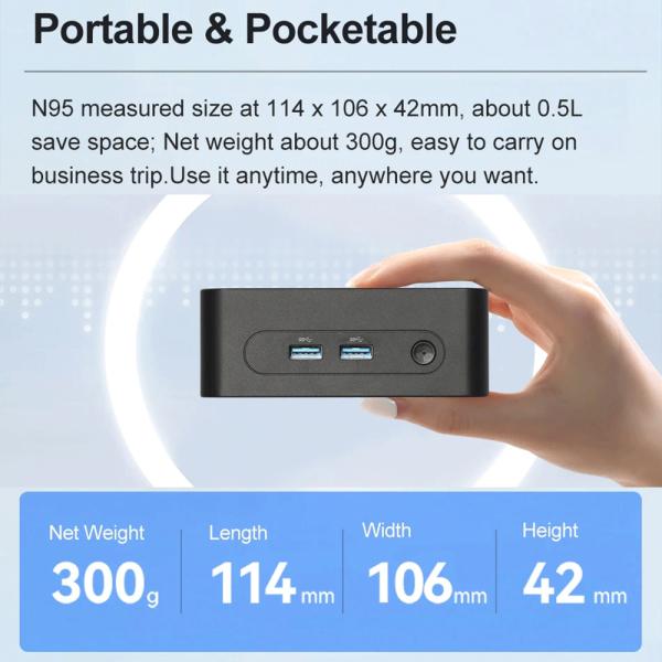 Intel DDR4 Mini Portable PC With WiFi Cooling Fan Dual HD Supports 4K Display