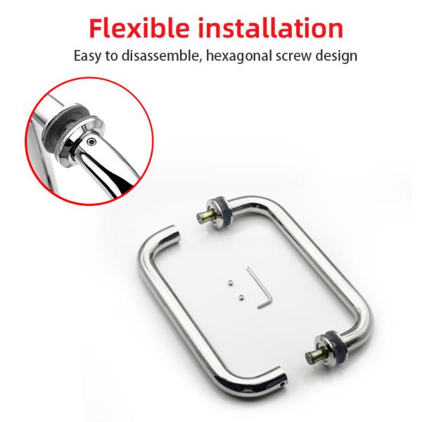 Matte Black Satin round Stainless steel pull handle shower glass door handle