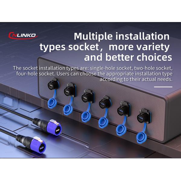 CNLINKO LP20 USB 3.0 ip68 Waterproof Industrial Plastic Dual Wire Connectors