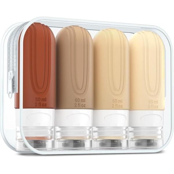 Toiletries Silicone Cosmetic Travel Bottles 2oz/60ML OEM TSA Approved