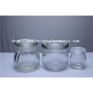 China small glass storage jar with lid, glass container wholesale