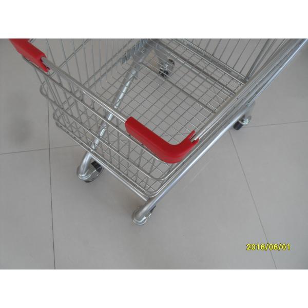 Sixty Litres Zinc Plated Supermarket Shopping Carts With Red Anti UV Plastic Parts
