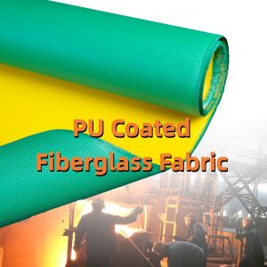 China PU Coated Fiberglass Fabric with 460 g/sqm Weight 0.41 mm Thickness and M0 Fire Resistance wholesale