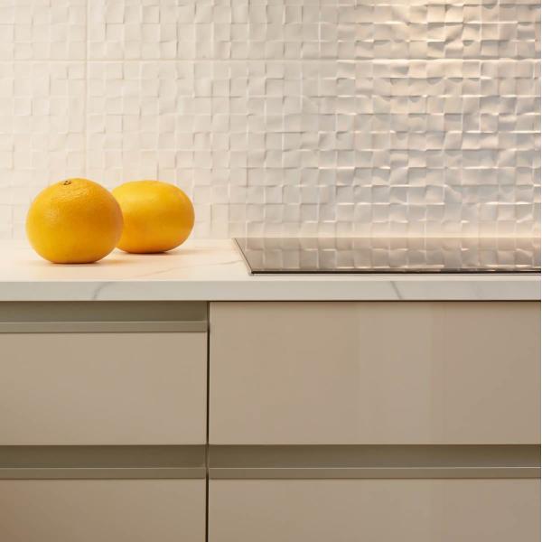 Acrylic Modern Kitchen Display Cabinets Custom Smart Luxury Glossy Beige Island Modular