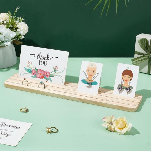 3-slot Ring Jewelry Display Stand Craft Showing Organizer Tray Wood Business Card Holder for Tabletop Shows Jewelry Displaying