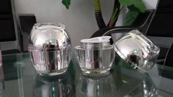 Quality 15g 30g 50g  New Type High Quality UV shinny silver Luxury jar Cream Cosmetic Acrylic plastic jars for sale