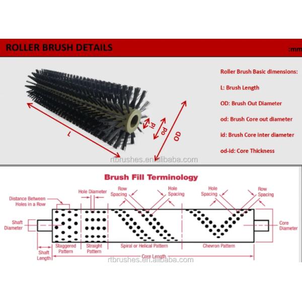 Cylindrical Web Spreader Brush Roller Industrial Cleaning