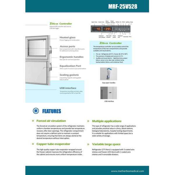 368L Laboratory Refrigerator Freezer Combo Dual-Zone Medical Cold Storage Unit