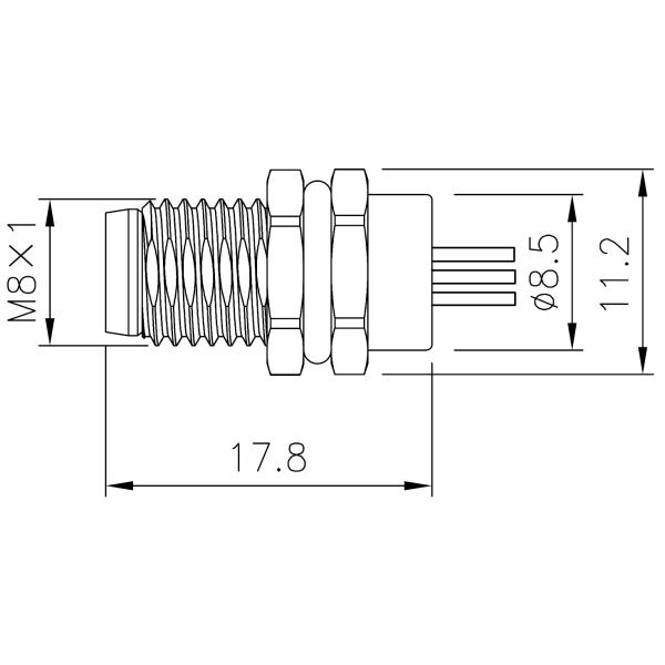 Panel Mount M8 Male Connector 3/4/5/6/8Pin Front Mounting 0.5m Pre Wired