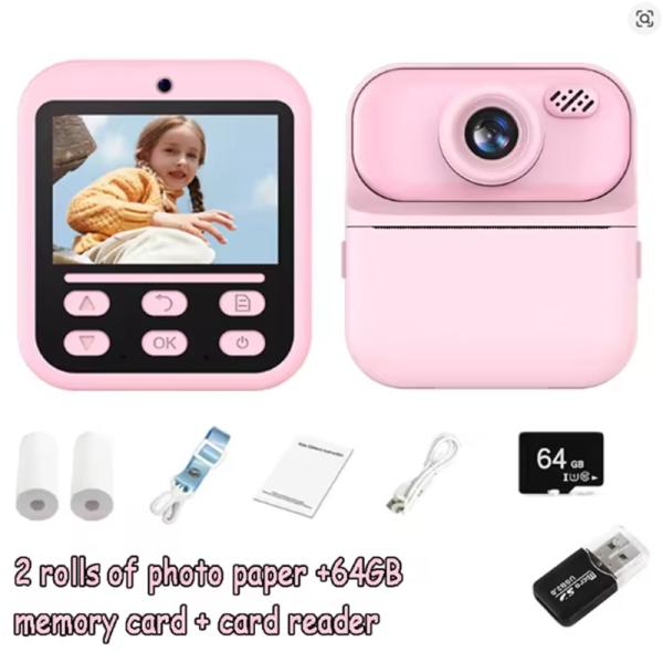 Kids Cartoon Camera Toy 2.4" 12MP Digital Camera 1080P HD IPS Screen Instant Print Camera For Boys Girls Gifts