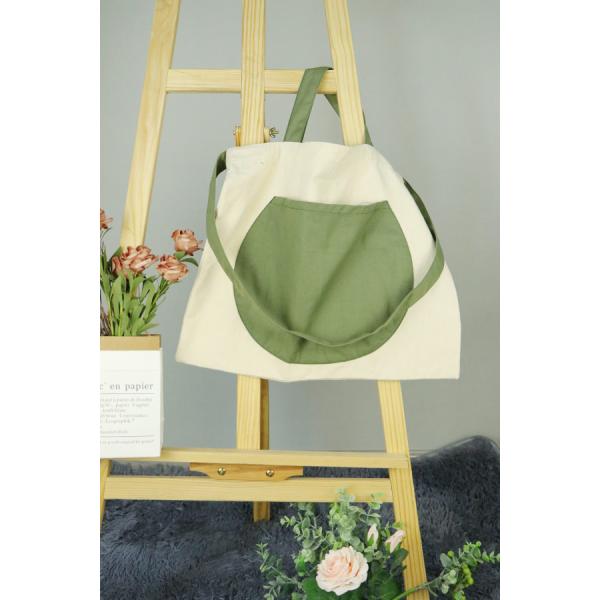 45*36cm Canvas Large Tote Bag With Outer Pocket And Adjustable Strap
