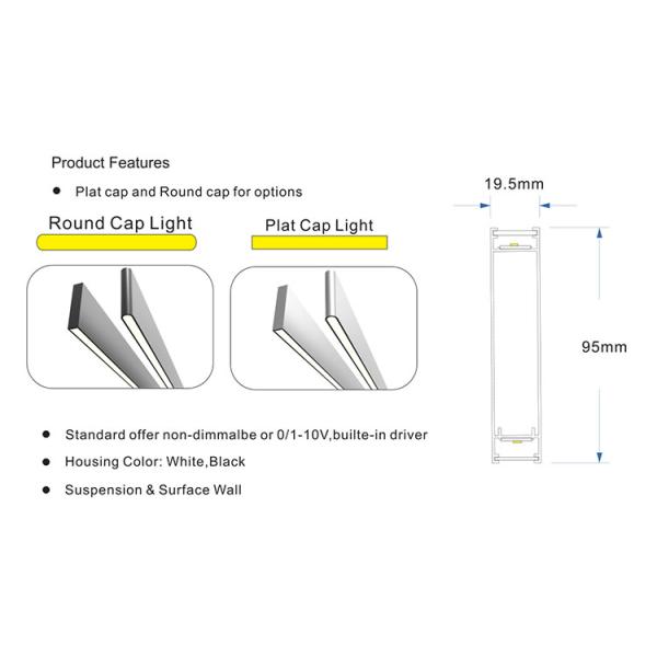 Black / White Linear LED Pendant Lights 2 Years Warranty For Office